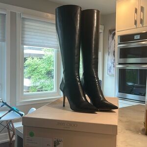 Classic Jimmy Choo black knee high boots